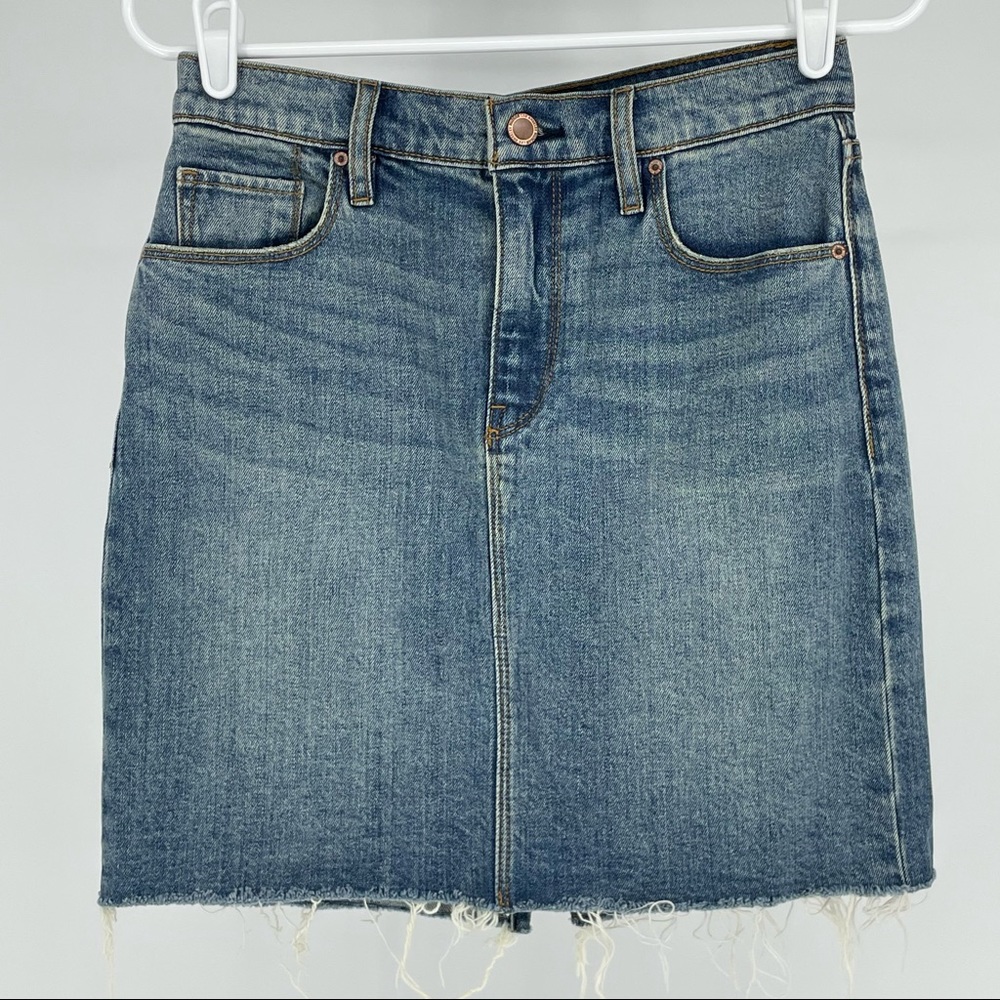 Hudson Jeans Light Blue Distressed Denim Mini Skirt - Picture 2 of 14